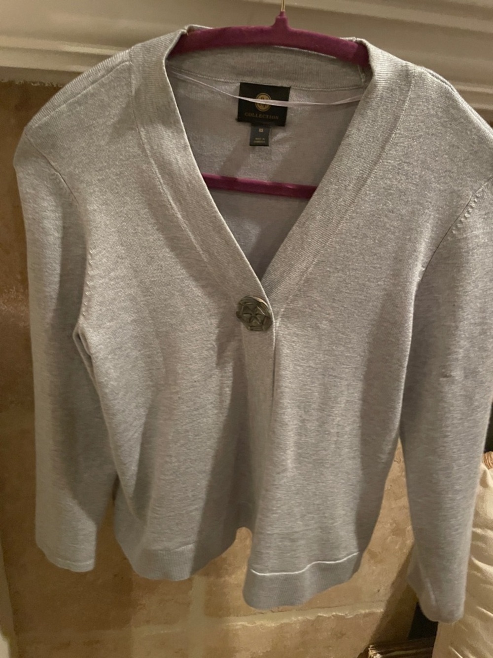 JM Collection soft pullover grey sweater artsy business dressy or casual XS